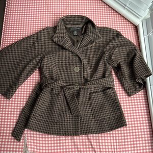 Banana republic xs wool flared cropped sleeve houndstooth blazer/jacket